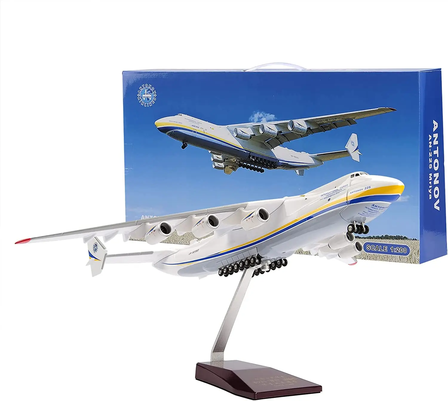 42CM 1/200 Scale For Antonov AN-225 Mriya Transport Aircraft Simulation Airplane Resin Plastic Replica Model Toy For Collection