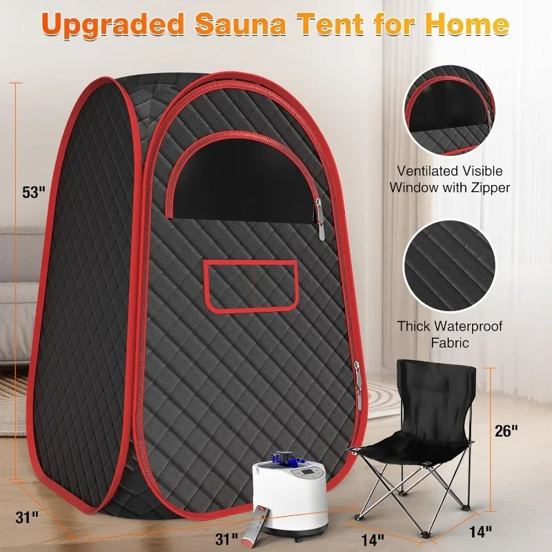 Portable Sauna Box - Full Body Steam Sauna, Portable Sauna for Home with 2.6 L 110V Steamer, Remote Control, Easy to Carry