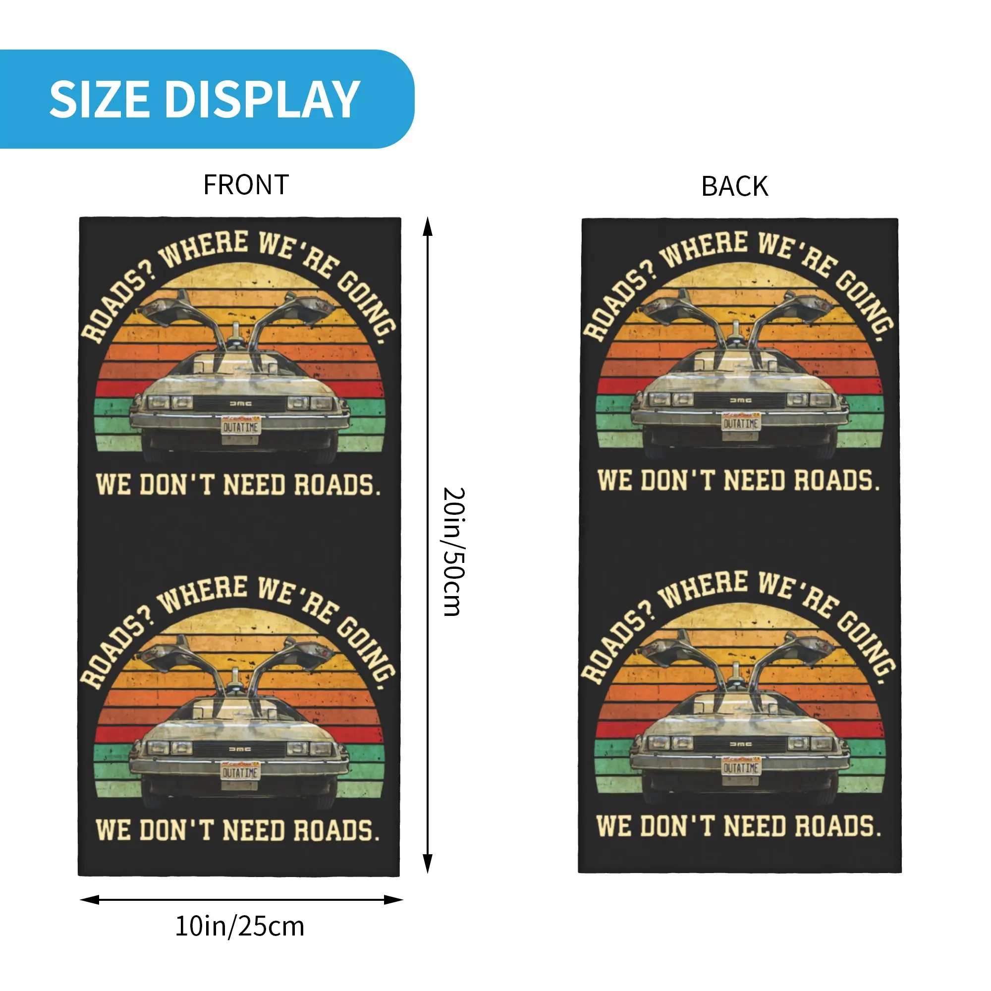 Back To The Future Delorean Car Neck Gaiter Men Women UV Face Shield Winter  Bandana Scarf for Cycling