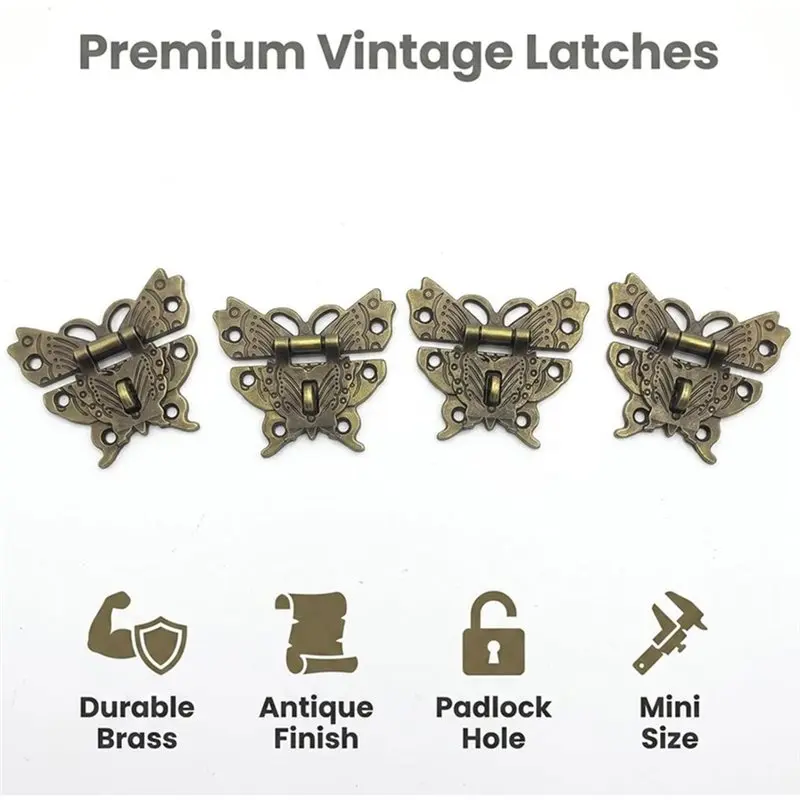 LUCKshopping 4Pcs Brass Butterfly Closet For Jewelry Box 1.9