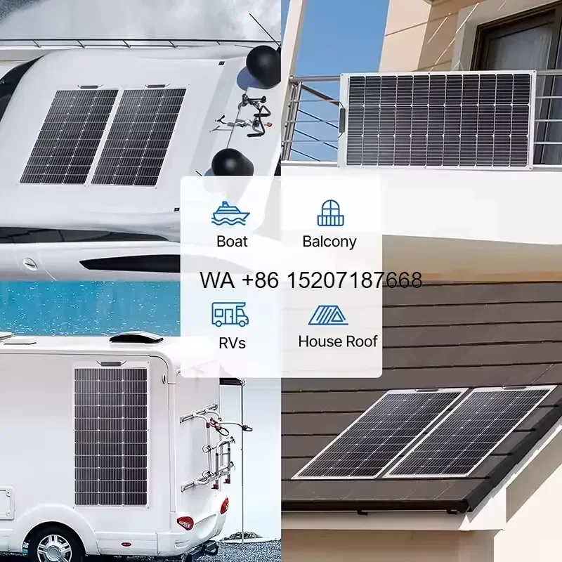 Wmwmnu Hot Sale 100W 200W Flexible Solar Panel Waterproof ETFE 12V 18V Monocrystalline Semi-Flexible for RV Boat
