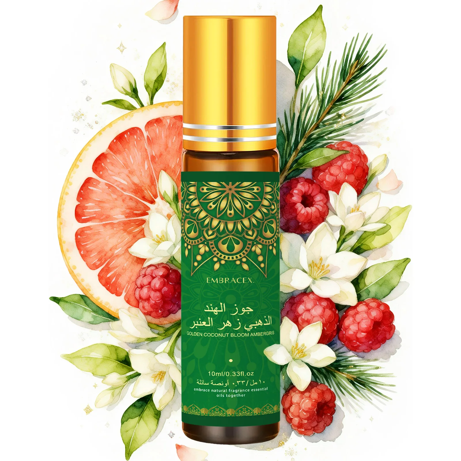 10ml Golden Coconut Bloom Ambergris Fragrance Oils Eid Al-Adha جوز الهند الذهبي زهر العنبر Roller