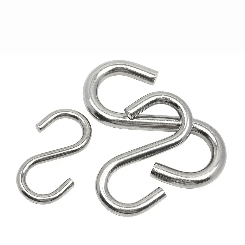 304 الفولاذ المقاوم للصدأ S-شكل هوك M2 M3 M4 M5 M6 M8 M10 ل تخزين الرف شماعات حامل المنظم المنزل المطبخ الحمام المنزلي