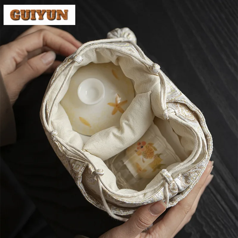 Chinese Embroidery Fabric Tea Cozies Handmade Bundle Storage Bag Tea Cozy For Teapot Portable Bag Travel Tea Set Bag Teaset Gift