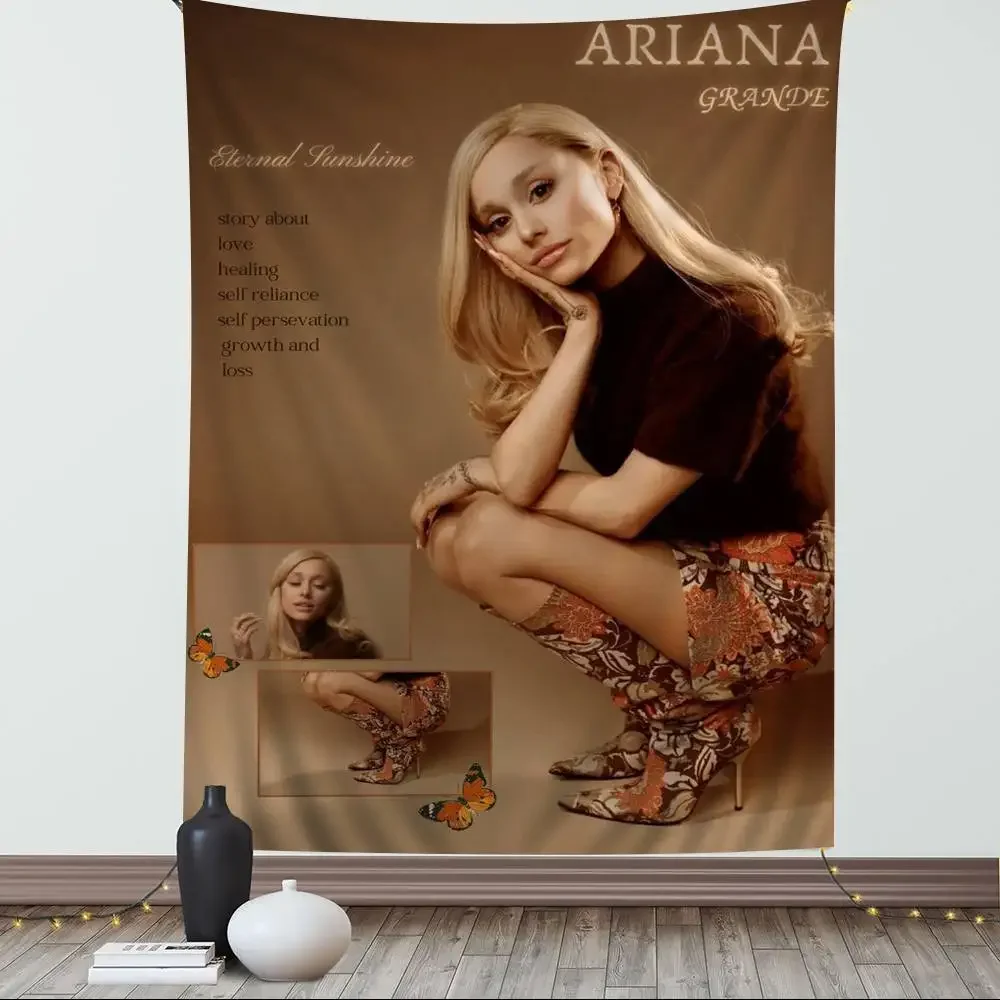 Pop Singer A-Ariana Grande Anime Tapestry Hippie Flower Wall Carpets Dorm Decor Cheap Hippie Wall Hanging