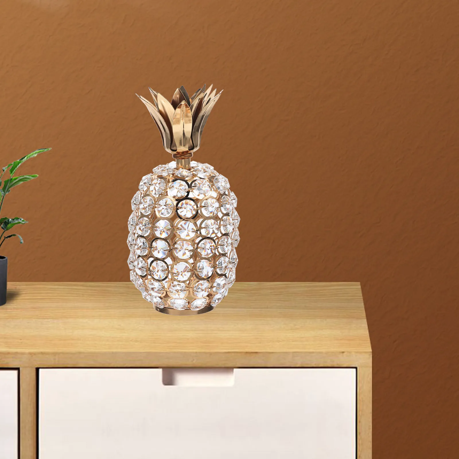 Crystal Pineapple Ornament Desktop Decoration Living Room Bedroom Office Bar Coffee Shop Holiday Home Decor Centerpiece Fruit