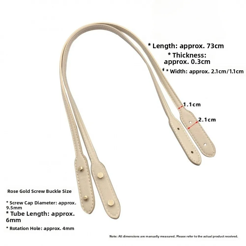 2pcs Practical 2pcs Bag Straps 73cm Length With Rivets Handle Strap PU Leather Detachable Shoulder Bag Strap DIY Crafting