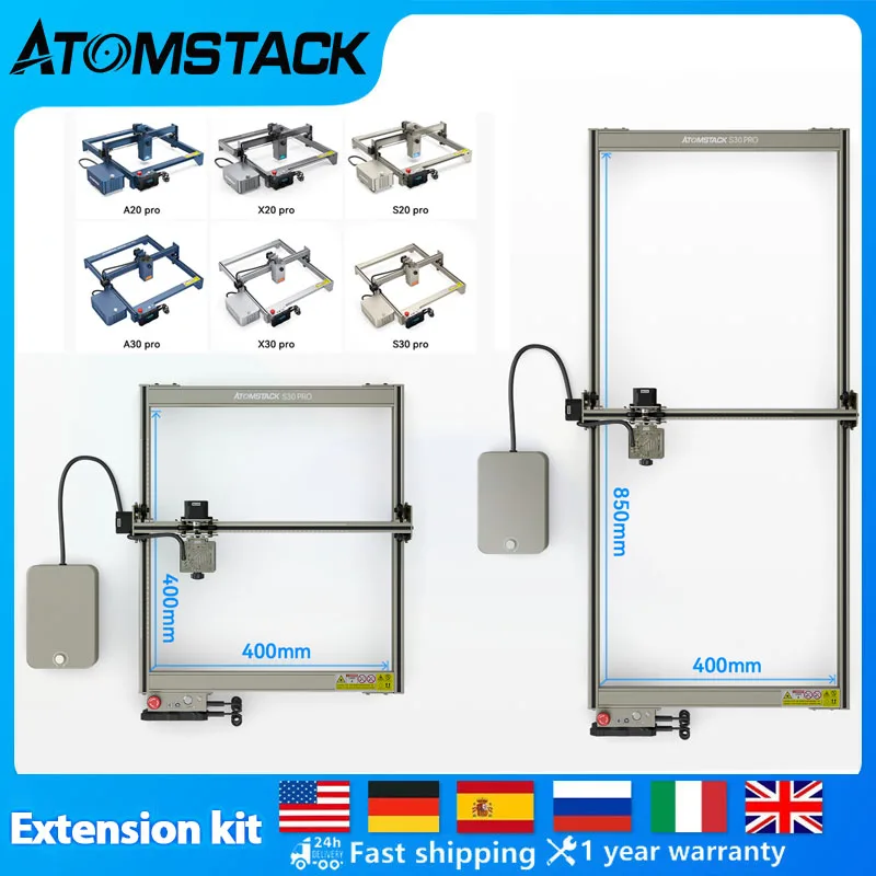 

Atomstack Extension Kit For X30 A30 S30 Pro Laser Engraving Machine Extender Rod For X20 A20 S20 Pro Laser Engraver Working Area