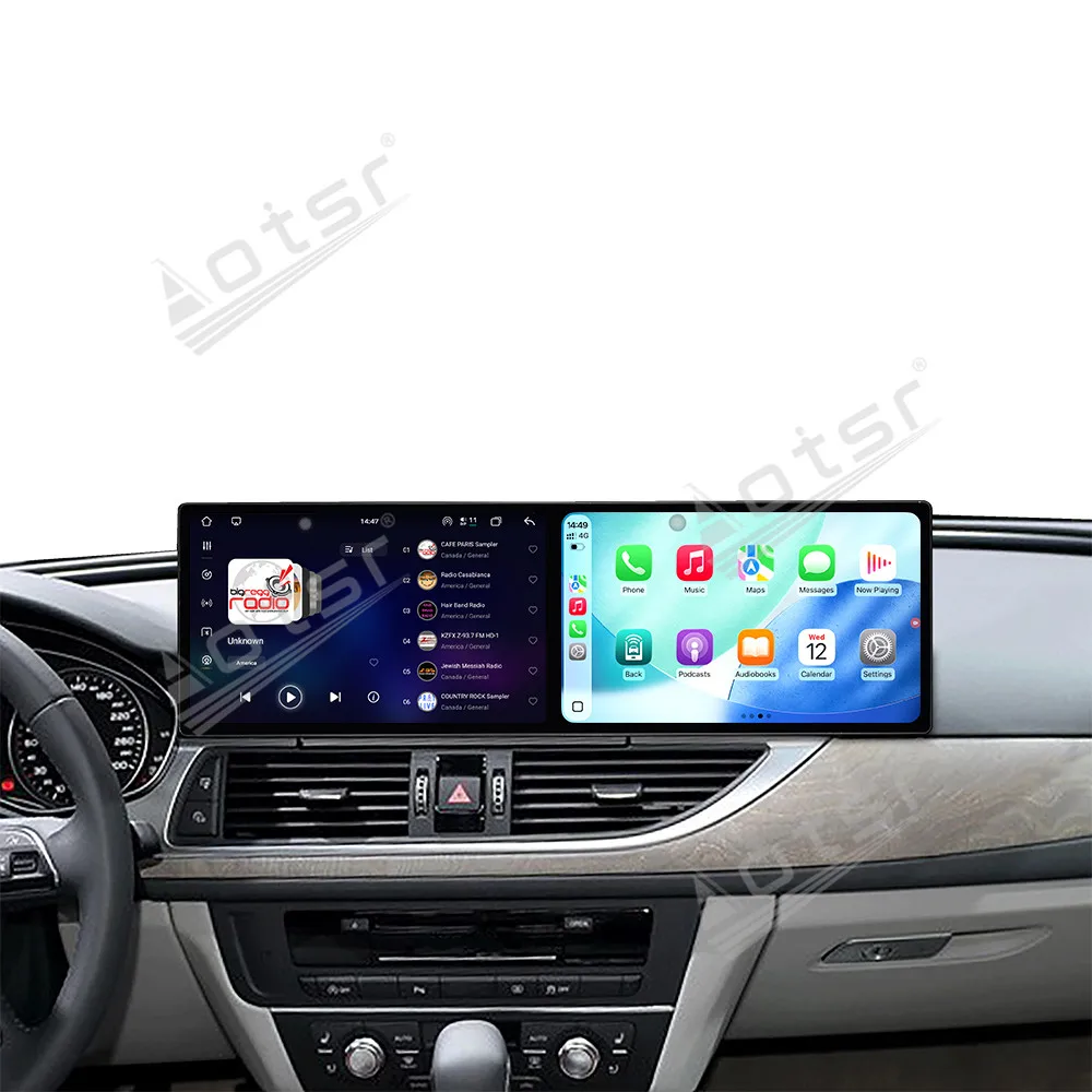 Dual Screen 9.1 Inch Android15 Carplay HD Touch Screen For Audi A6 A7 2012-2015 Multimedia Player Car GPS Navigation Head Unit