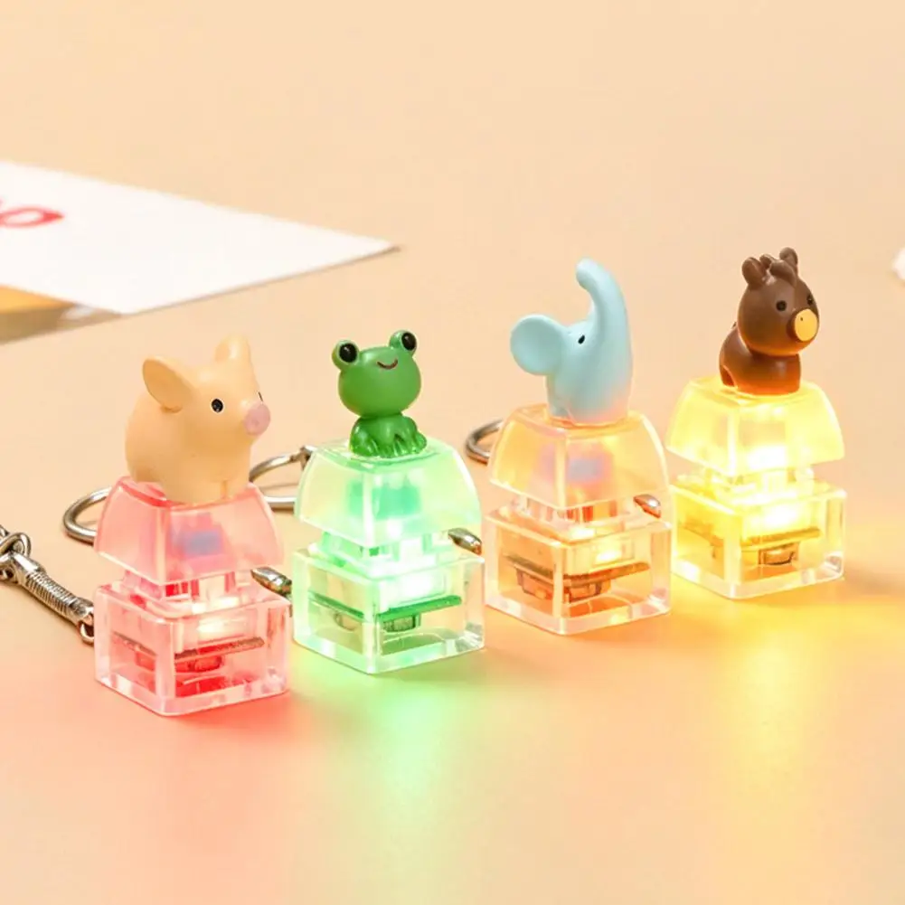 LED Light-Up Keychain Animal Button Decompression Toy Click Stress Relief Antistress Gadget for Adults Kids