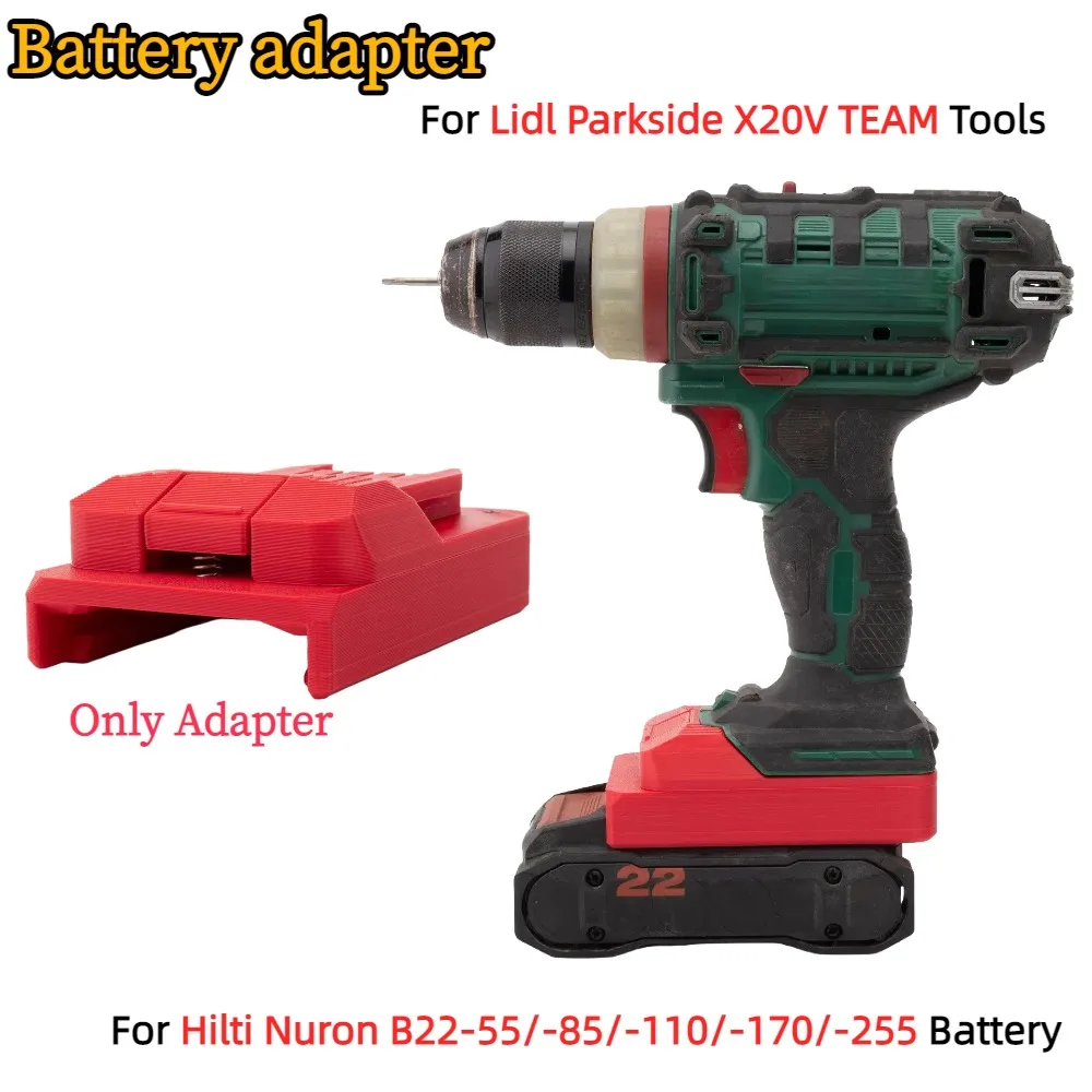 

Адаптер для литий-ионного аккумулятора Hilti Nuron B22-55/-85/-110/-170/-255 для аккумуляторных электроинструментов Parkside X20V TEAM, аксессуар