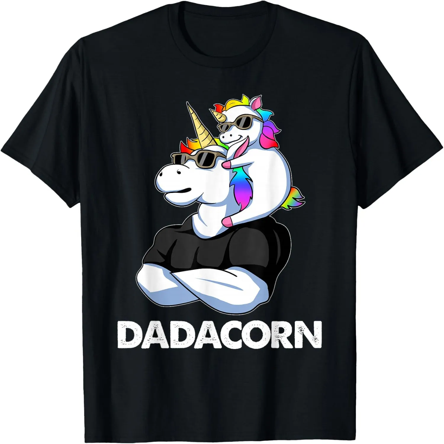 Dadacorn - Unicorn Dad and Baby Christmas Papa Father's Day T-Shirt Small