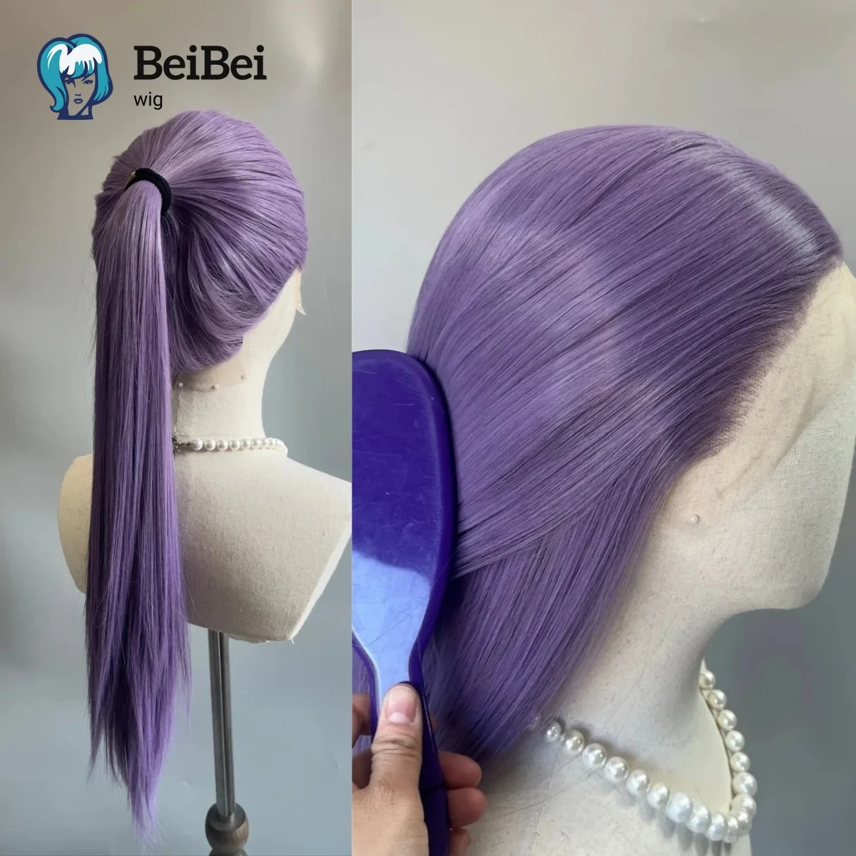 

Ash Purple Wigs for Women Synthetic Lace Wig Lolita Free Parting Glueless Hair Wigs Long Straight Lace Front Wig for Cosplay