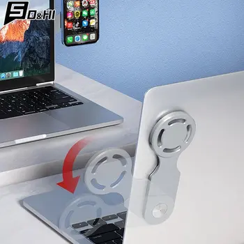Magnetický držák na notebook a telefon s MagSafe pro iOS 12/13, boční magnetický bezdrátový nabíjecí stojan pro obrazovku počítače 6 nejlepší prodej Držák telefonu k obrazovce počítače - №2