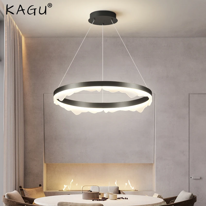 

Modern chandelier Led circular chandelier Black white attic living room light Restaurant kitchen acrylic chandelier Indoor light