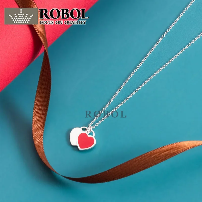 2025 Classic Double Heart Necklace, with A Minimalist Style and Three Color Options, Can Be Used As A Valentine's Day Gift.