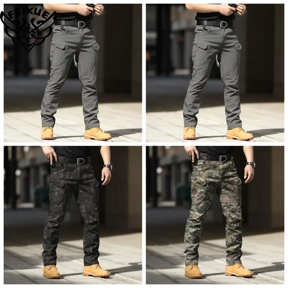 

Быстросохнущие уличные военные брюки с несколькими карманами, эластичные тактические брюки, водонепроницаемые повседневные брюки-карго, мужская одежда, рабочие брюки