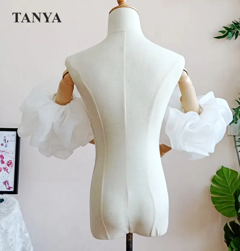 Mangas desmontables de Organza de marfil blanco para boda, guantes de fiesta de ensueño, accesorios nupciales, románticos y extraíbles