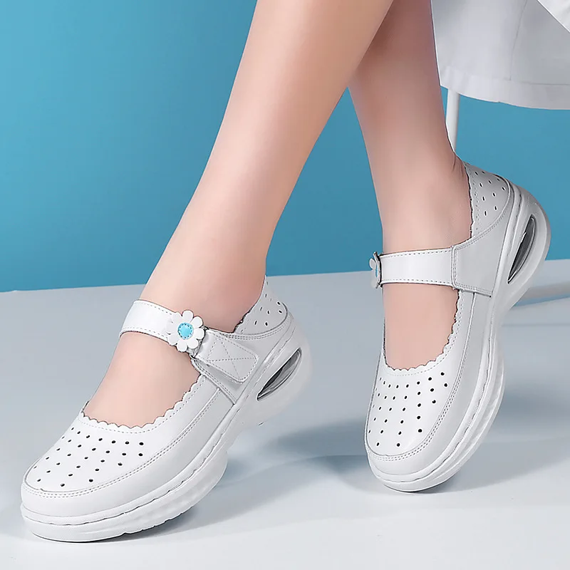 Chaussures à Talons Compensés Blancs pour Femme Enceinte, Baskets Respirantes, Antidérapantes, à Coussin d'Air, Design Amissié, Décontractées, Été, 2024