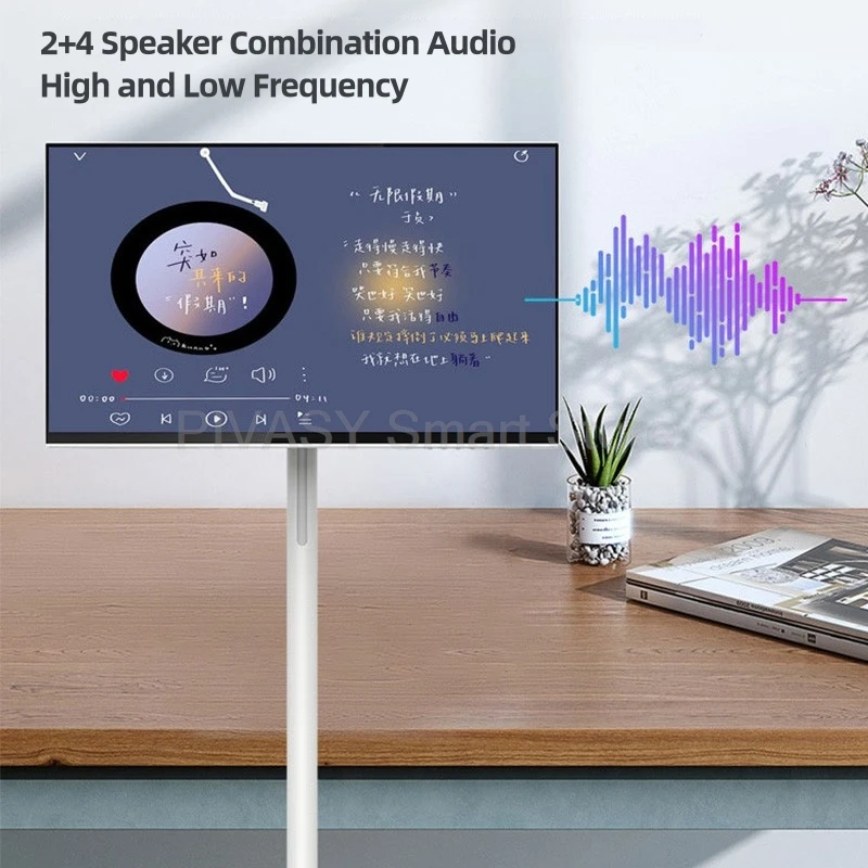 Touch Screen 32 Inch Android Smart TV Stand 10000mAH High-Battery 8+128G 4K UHD Device Rotatable Movable Monitor for Gym Live