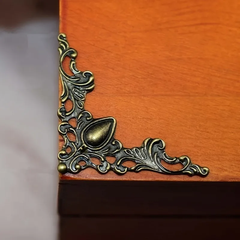 Antique Brass Metal Corner Protectors, Decorative Scrapbook Album Edge Guards, Wooden Box Embellishments - view 5