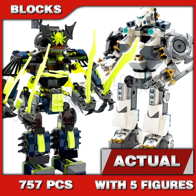 757pcs Shinobi Titan Mech Battle Zane Robots Posable Arms Legs Cave 10399 Building Blocks Toy Compatible With Model