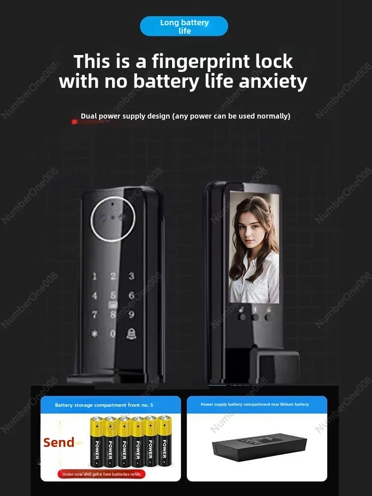 Household Fingerprint Lock Password Lock Anti-theft Door Smart Door Lock Automatic Facial Recognition Visual Cat Eye Palm Vein