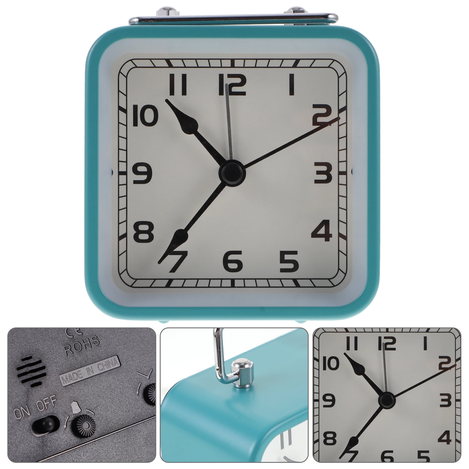 

's Mute Clock Desktop Alarm Tabletop Small Display Screen Bedside Decorative Sky-blue