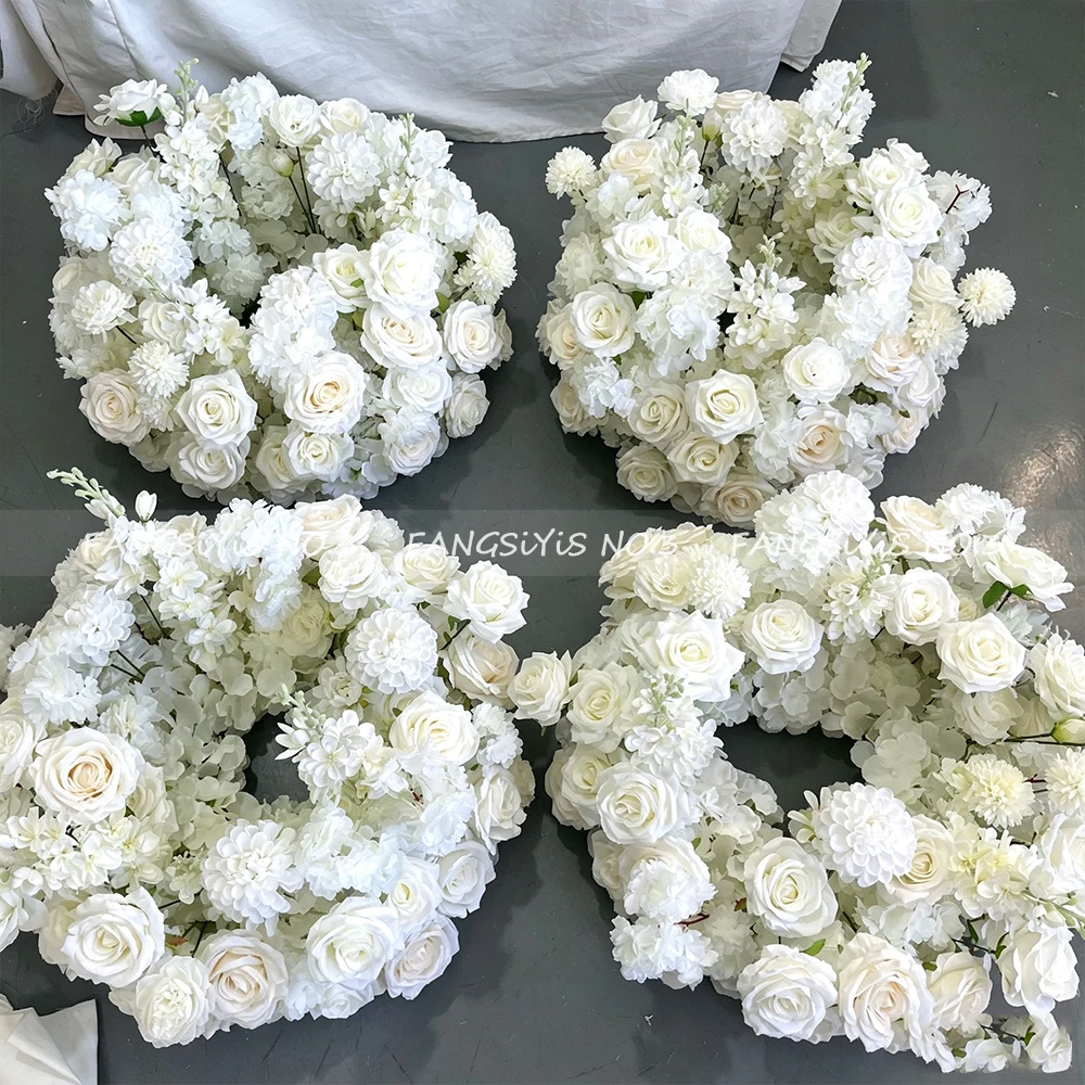 Hochzeit Tischdekoration Kerzenständer Dekor Girlande Blumenkranz Krone Weiße Rose Blumenarrangement Weihnachten Event Party Requisite
