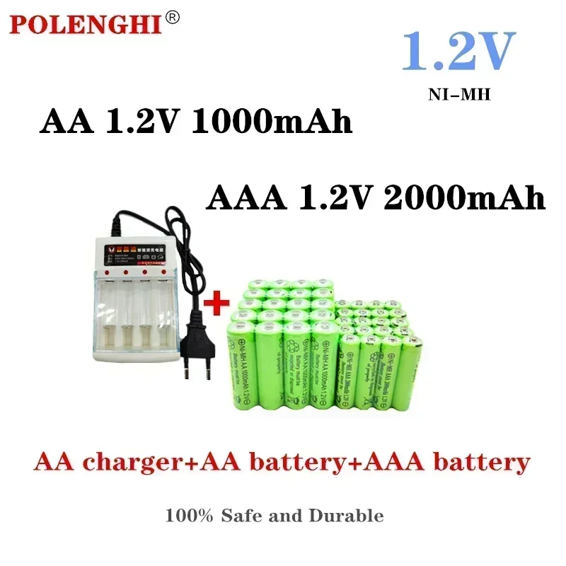 AA 1.2V 1000mAh AAA 1.2V 2000mAh NI-MH rechargeable battery