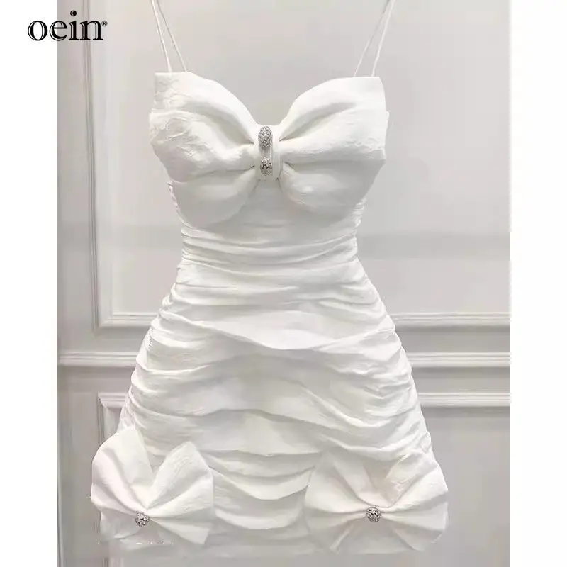 [oein] French Gentle Pleated Bow Camisole Dress For Women In 2024, Exuding A Sense Of Luxury And Temperament.