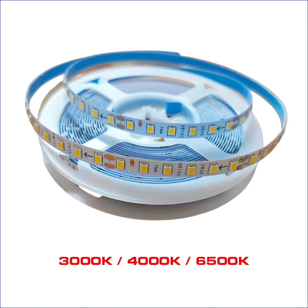 5M/10M/100M 2835-7mm-120D SANAN Chip Highlight LED Fexible Constant Current Light Strip With 3000K / 4000K / 6500K 120LEDs 20W/M