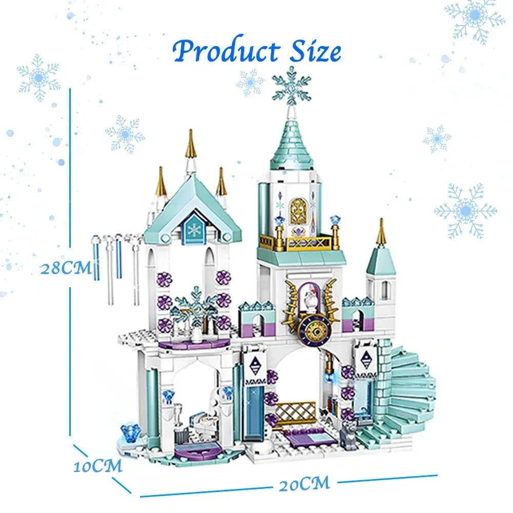 350 ชิ้น Ice Queen Castle Building Blocks ชุดเจ้าหญิง Elsa ปราสาทแช่แข็งของเล่นสําหรับเด็ก - Snowflake Design Creative Play