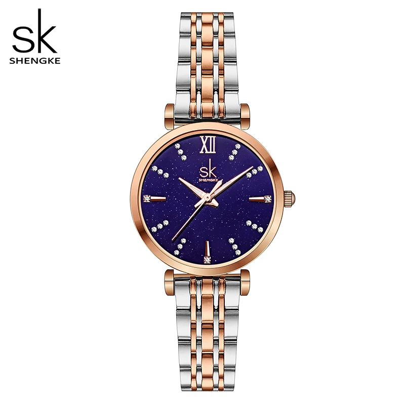 Shengke Bracelet Woman Watch Rose Golden Classical Wristwatch Gift for Women Original Design Quartz Watch Relógios Femininos