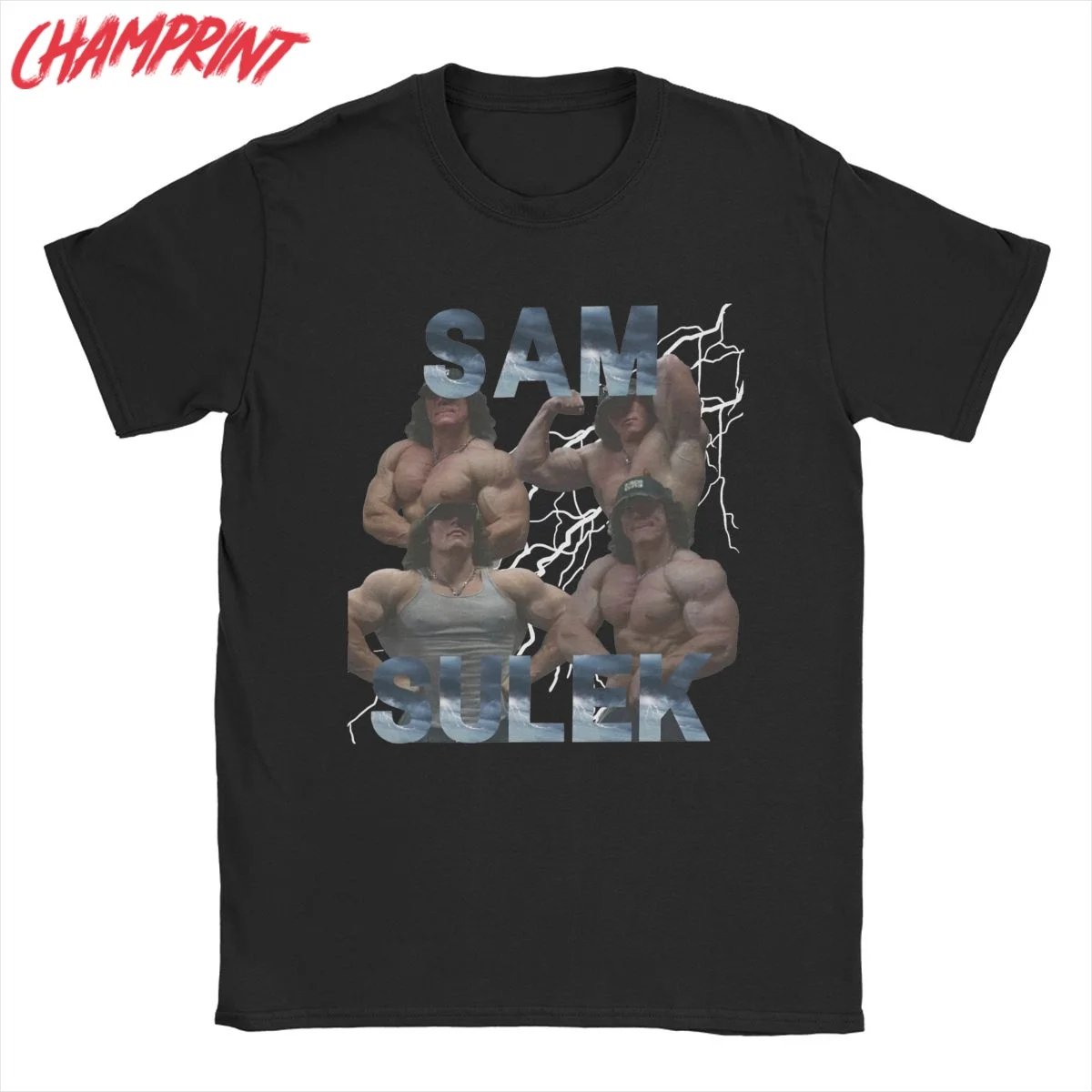 Men T-Shirt Sam Sulek Pump Cover Bodybuilder Vintage 100% Cotton Tee Shirt Short Sleeve T Shirts Round Collar Clothes Plus Size