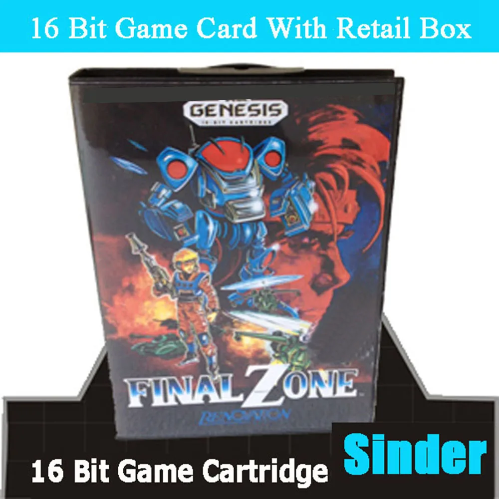 خرطوشة ألعاب Final Zone MD مع صندوق الولايات المتحدة الأمريكية لنظام Sega Megadrive Genesis 16 بت
