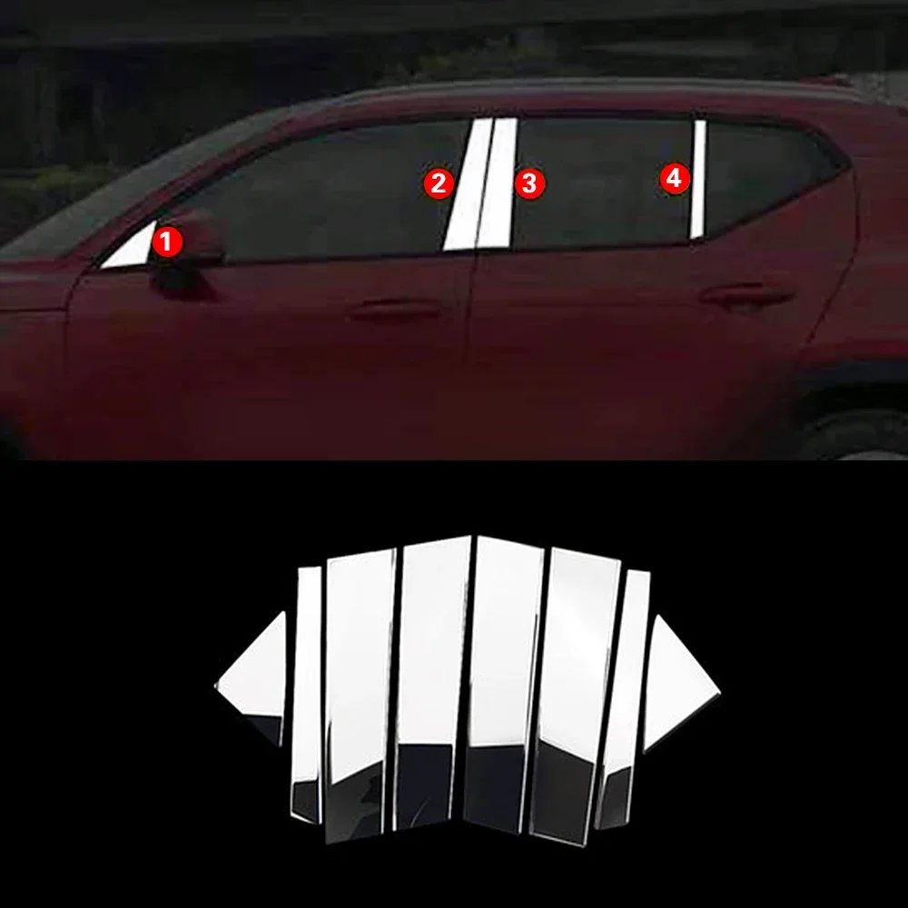 

For Volvo XC40 2019 2020 2021 2022 Chrome Window B C Pillar Strip Cover Trim Stainless Steel Car Center Pillars Sticker