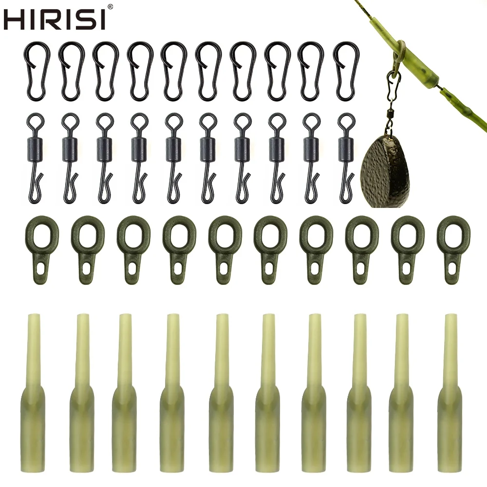 Hirisi 40 x Karpfenangeln Rigs Gummi Anti Tangle Sleeves Angeln Schnellwechsel Schnappverbinder Angelzubehör M9