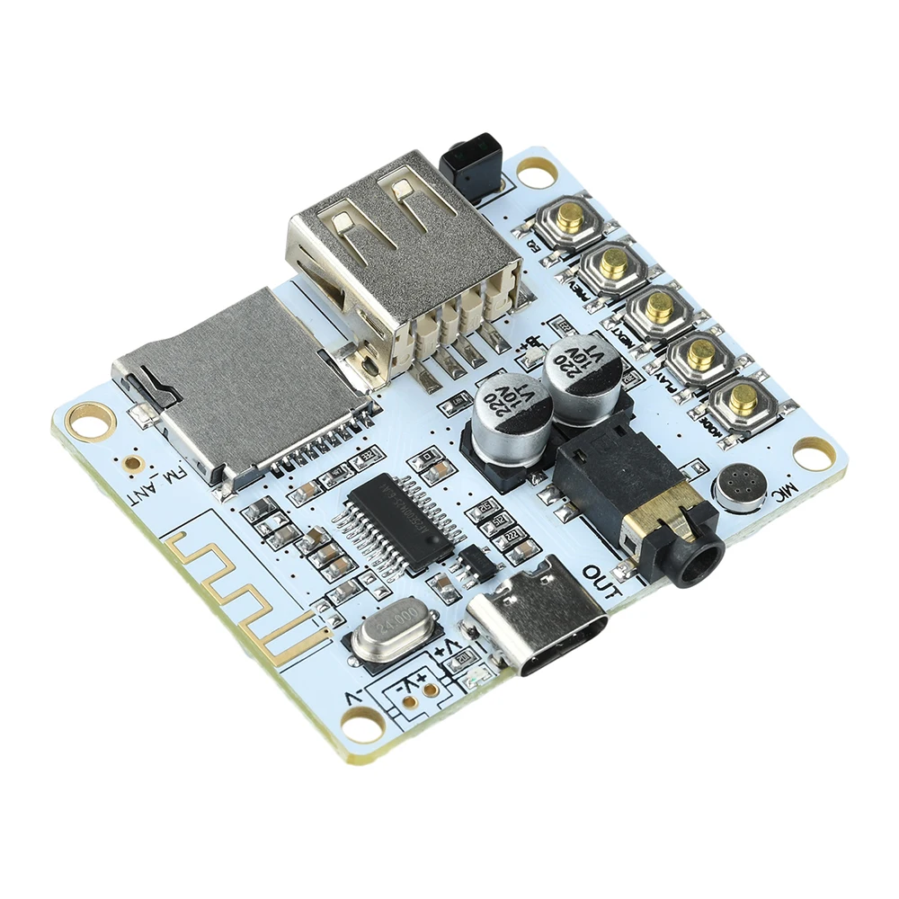Bluetooth 5.4 Audio Receiver Board Module with USB/TF Playback Support Lossless Decoding AAC MP3 WAV FLAC APE for Car/Home