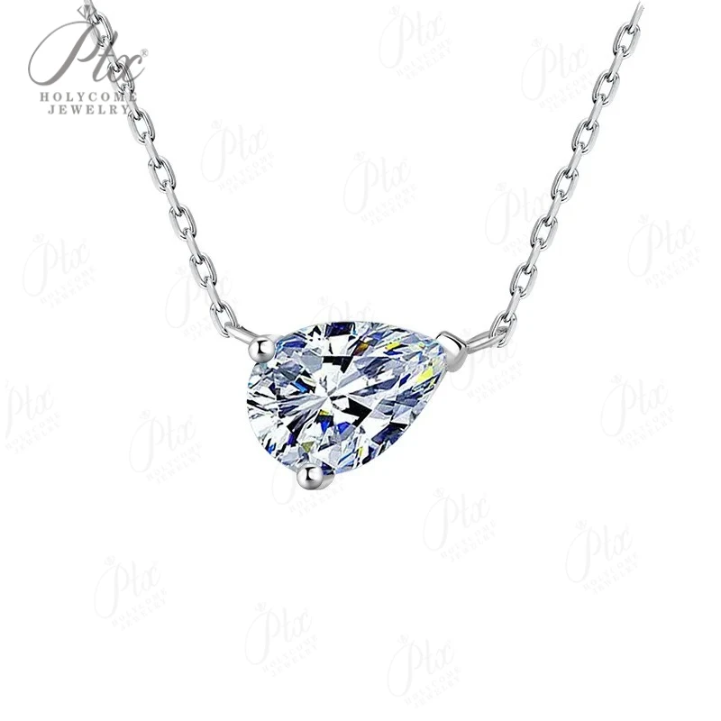

Pear Cut Necklace Brilliant Moissanite/Zircon 925 Sterling Silver Plated D Color Women's Exclusive Exquisite Wedding Gift