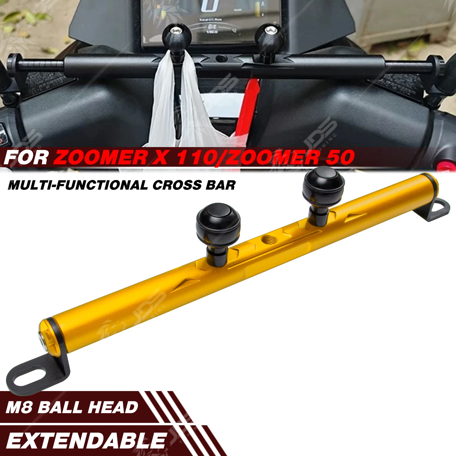 

JDSTUNING For HONDA ZOOMER X 110/ZOOMER 50 Crossbar Balance Beam Multifunction Bar Phone Holder Bracket Accessories Parts