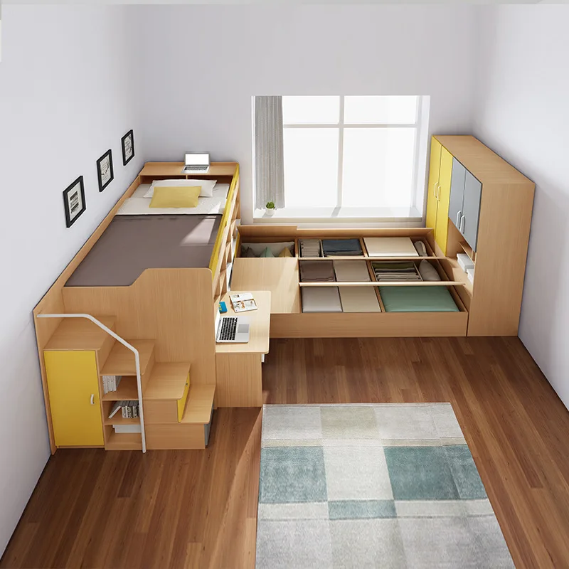 Mother and child up and down  combination bed Multifunctional tatami high and low  Space saving bunk  Interlaced