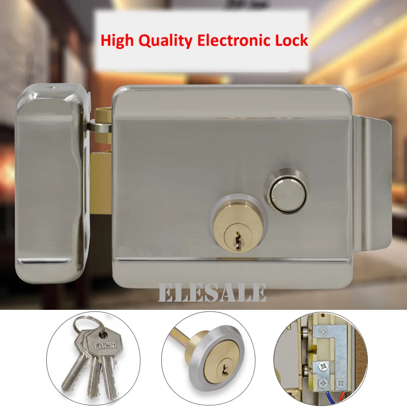 Cerradura electrónica integrada de doble cabezal, cerradura de puerta eléctrica antirrobo para Control de acceso, sistema de teléfono de puerta de vídeo, tienda en casa