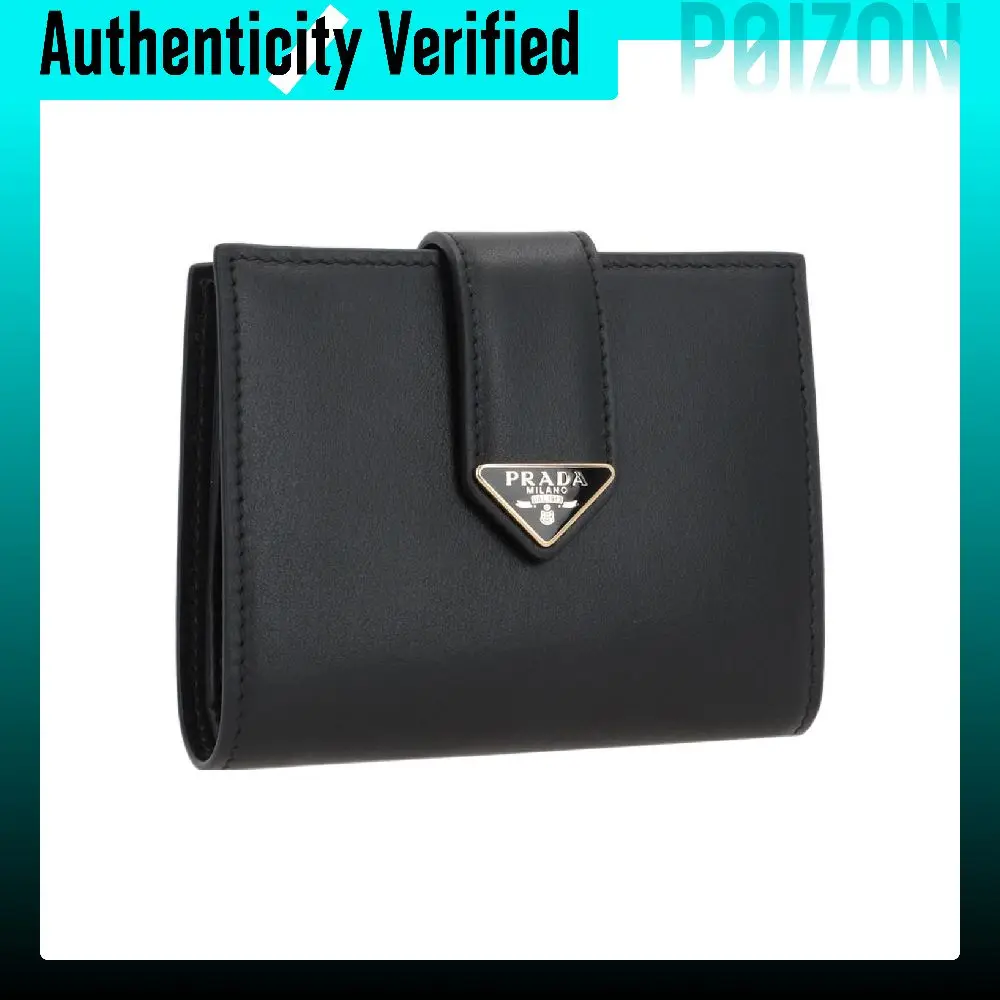 PRADA Calfskin Wallet Women's Black 1MV204_2CNP_F0002