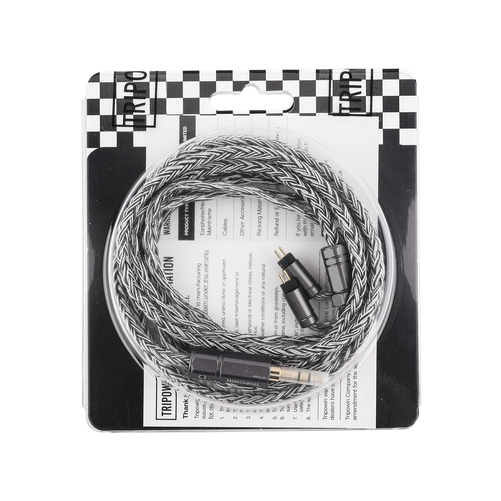Tripofin-prata chapeado cabo de liga para fone de ouvido, cobre e grafite, 16 core, hifi cabo de substituição, s-02 iem