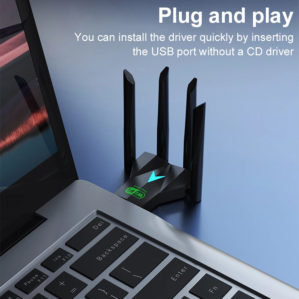 1300Mbps การ์ดเครือข่ายไร้สาย 2.4/5.8 Ghz USB 3.0 WiFi USB Adapter 4 เสาอากาศ Wi-Fi Dongle ตัวรับสัญญาณไร้สายสําหรับ PC/แล็ปท็อปหน้าต่าง