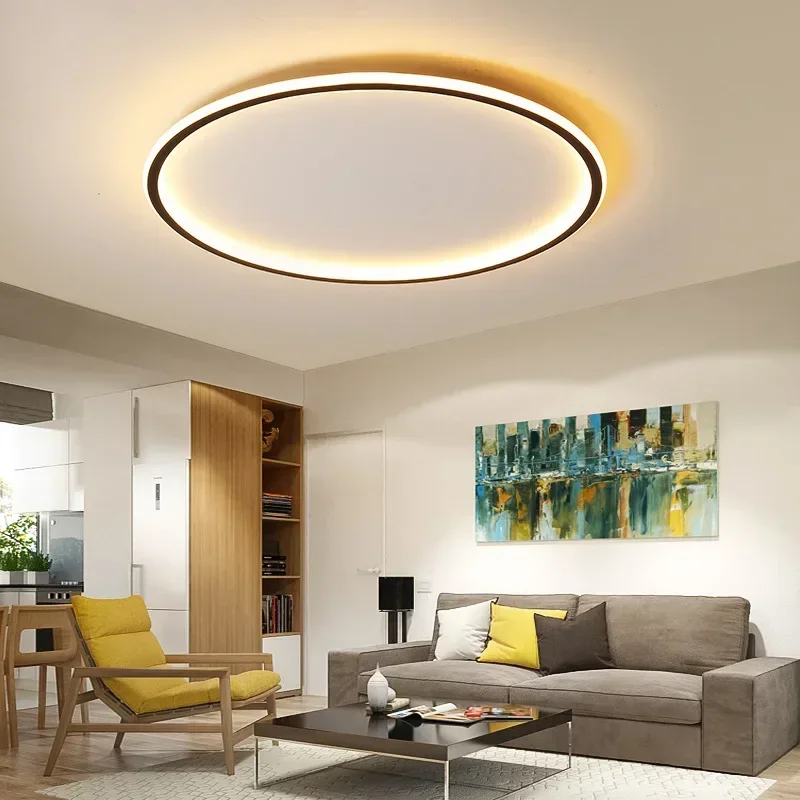 Imagem -02 - Modern Minimalista Circular Led Teto Luz Iluminação Interior Sala Quarto Controle Remoto Lâmpada do Corredor Lustre