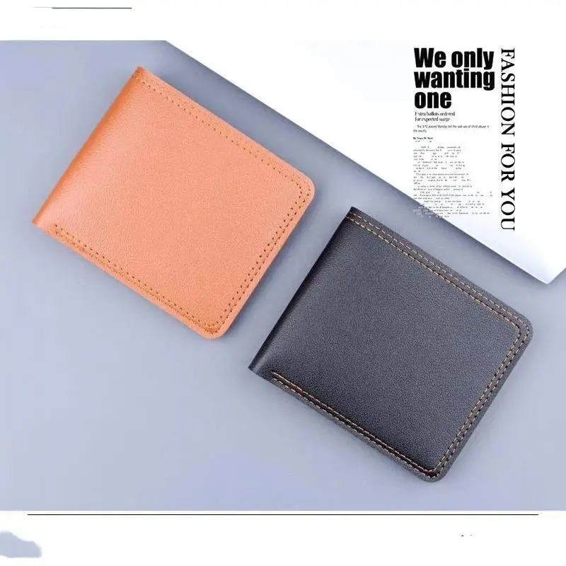 Minimalistische Herren-Geldbörse aus PU-Leder, Schwarz-Kaffee, große Kapazität, mehrere Fächer, zweifach faltbar, Ausweiskartenhalter, für Männer und Frauen – Detail 16