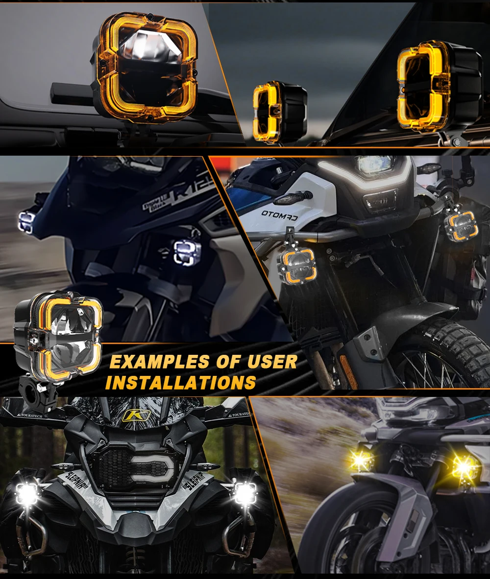Lampu Sorot Tambahan LED Sepeda Motor Lampu Sorot Berkendara Lampu Berkendara Putih Amber Combo Beam untuk Sepeda Motor BMW