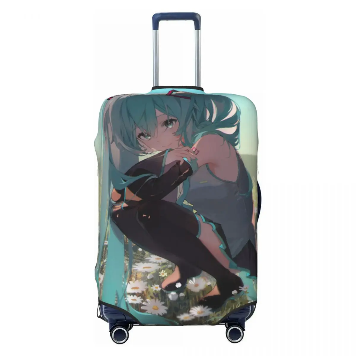 カスタム初音ミク-vocaloid-ロックアニメ荷物カバーかわいいスーツケースプロテクターカバー-18-32-インチに適しています